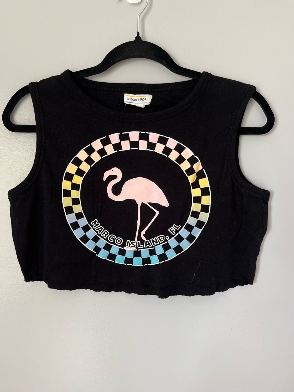 Bloom + Pop Marco Island Florida Flamingo Cropped Tank Top Size Large